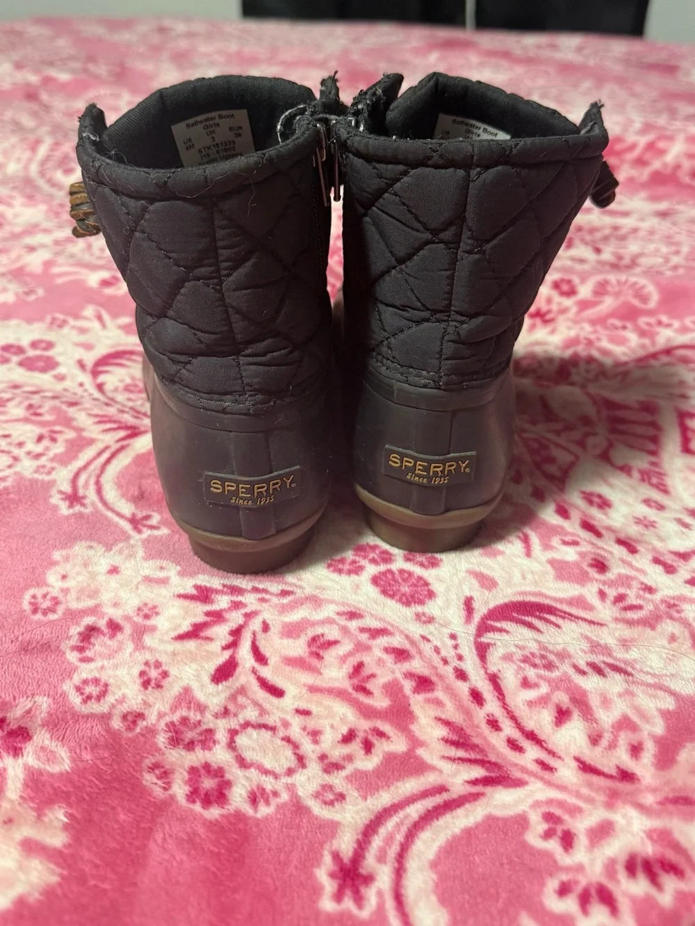 Sperry Kids Black and Brown Lace-Up Duck Boots